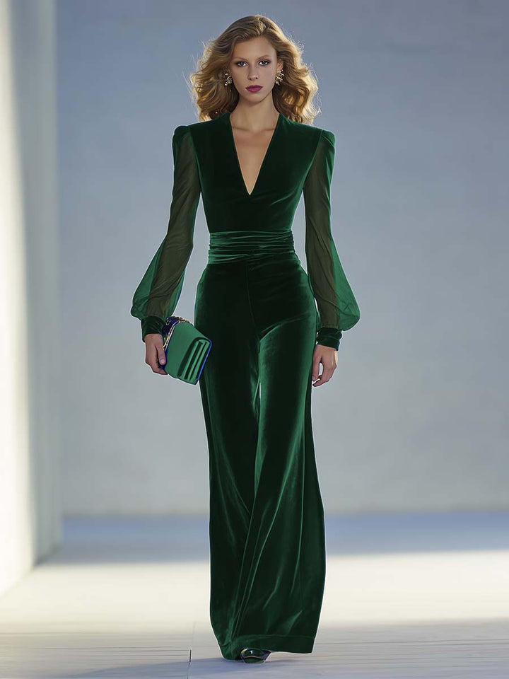 Vintage Elegant Velvet Jumpsuit