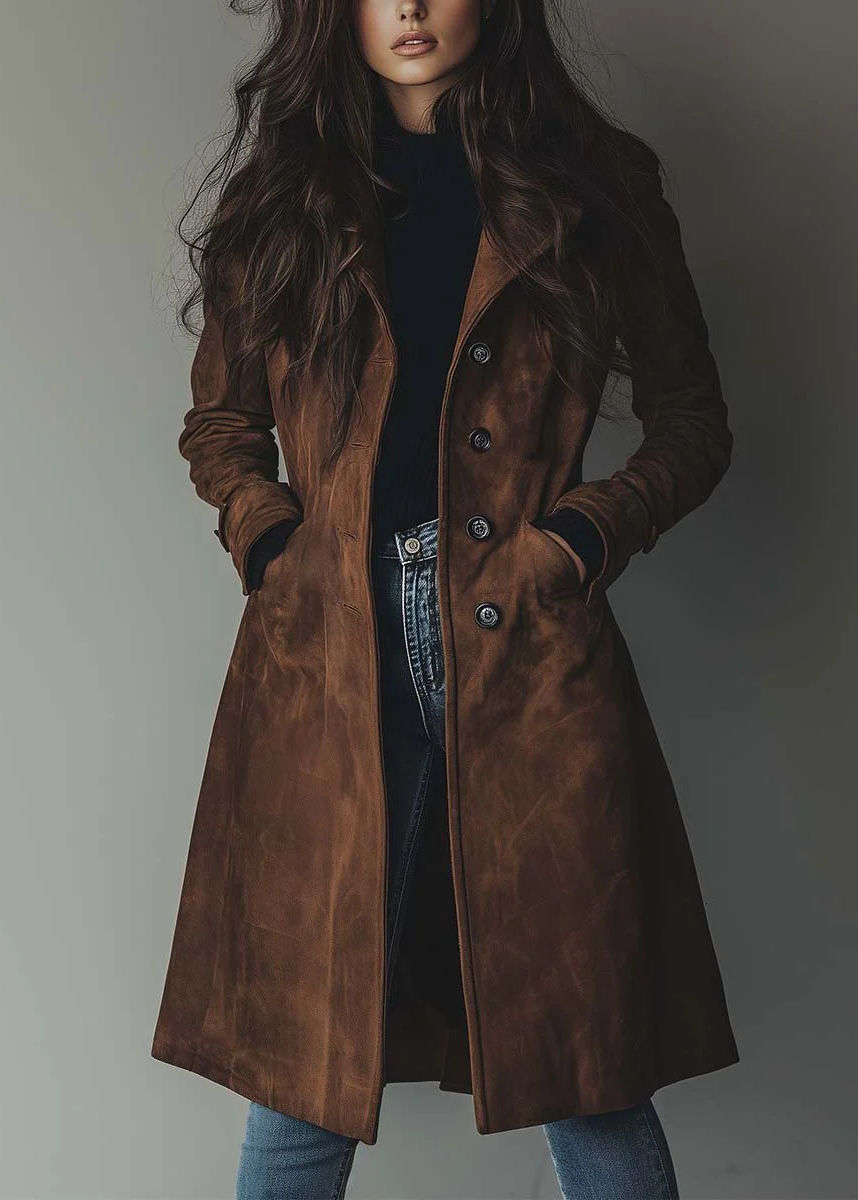 Taylor Trench Coat | Vintage Suede Elegance