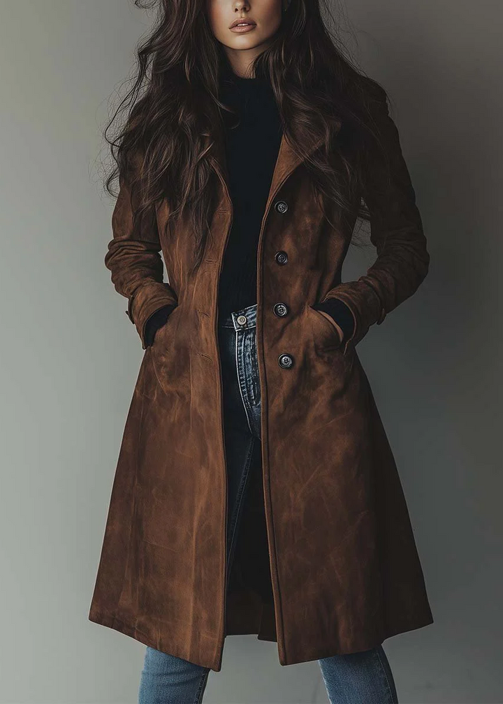 Taylor Trench Coat | Vintage Suede Elegance