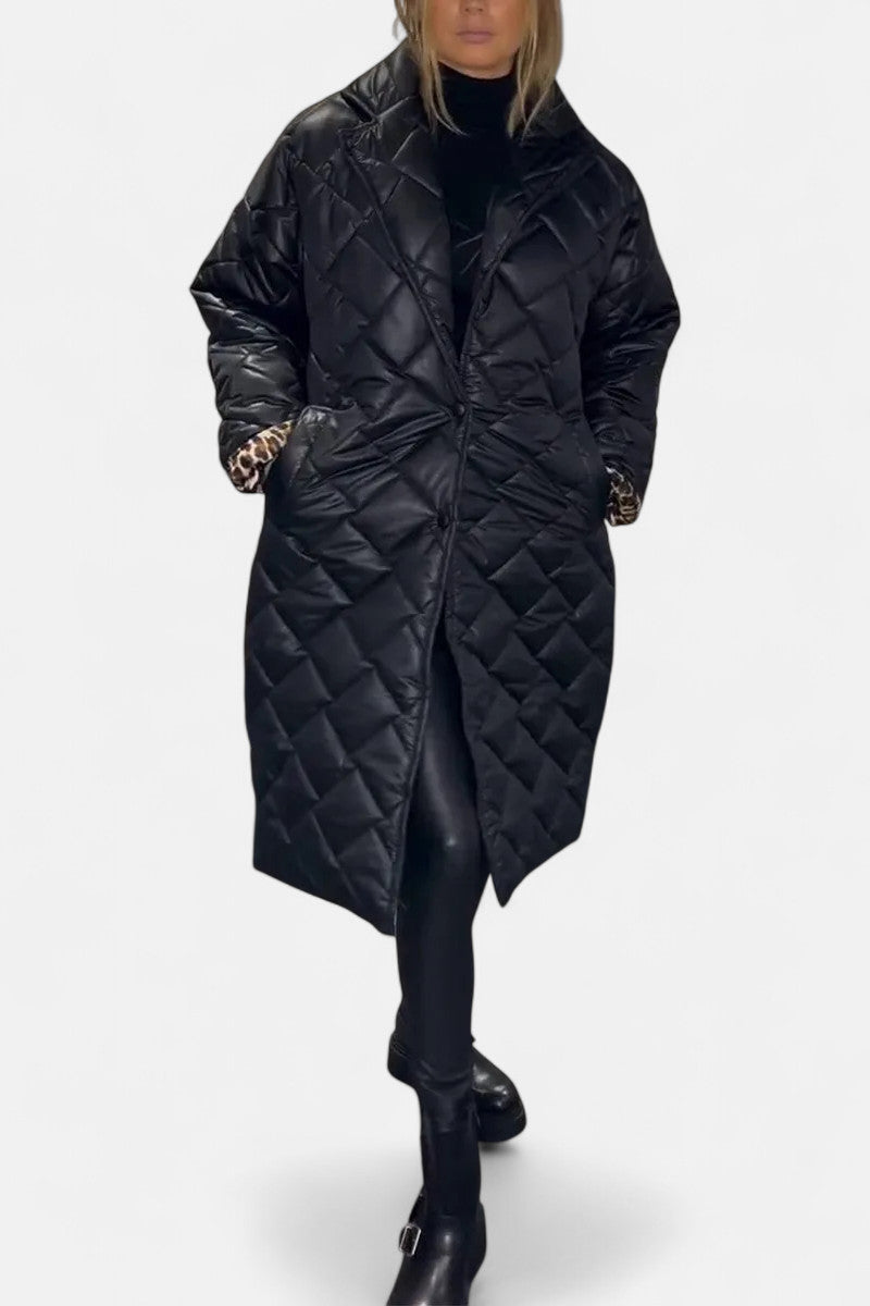 Ofira – Quilted Coat with Leopard Lining