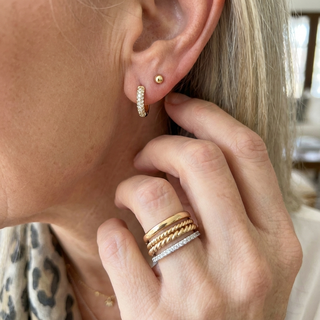 Victoria™ | Classic Gold Hoop, Stud, and Ring Trio